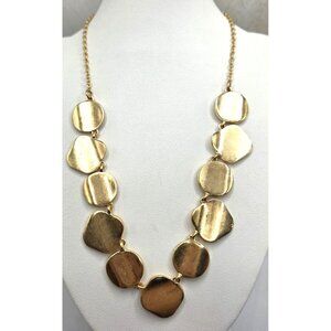 Gold-Tone Adjustable Chain Necklace With Textured Disk Pendant Design By Loft